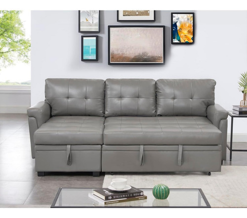 Sofá Modular C/diván De Almacenamiento; Gris; Naomi Home