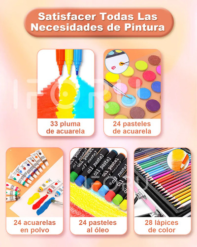 Zhmy Set De Arte Dibujo Colores Marcadores Lápices Iforu
