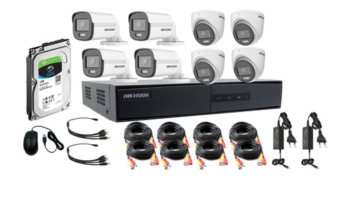 Kit Dvr 8ch+ Disco 1tb + 4 Bullet+ 4 Domos Colorvu 2mp Lite