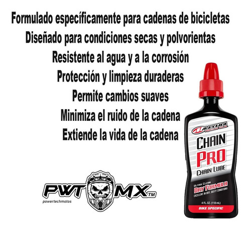 Imagen 2 de 2 de Aceite Lubricante Cadena Bici Pro Maxima Formula Seca