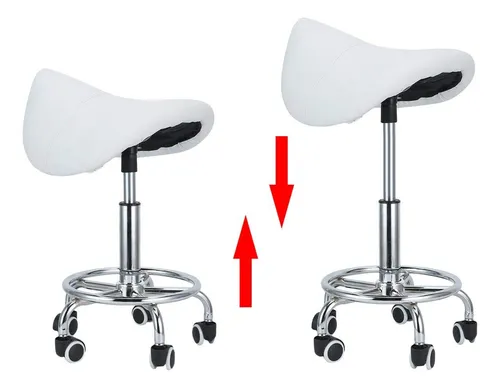 Taburete Giratorio Para Salón De Belleza Con Respaldo Ajusta