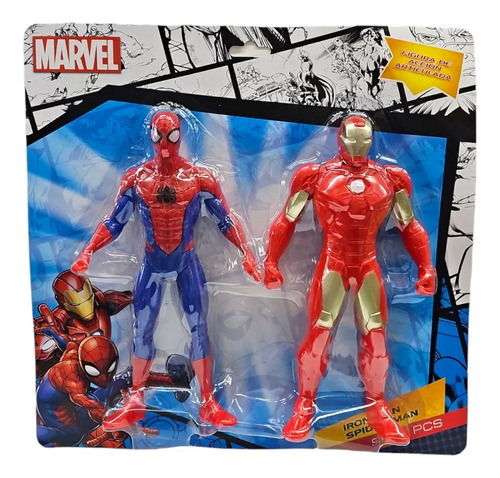 Figura Articulada Iron Man & Spider Man Marvel Playking