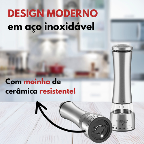 Moedor Inox De Sal Pimenta Temperos Grãos Triturador Manual