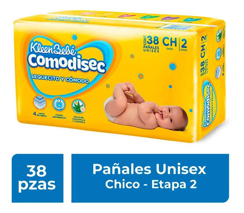 Pañales Kleenbebé Comodisec Etapa 2 Chicos Unisex 38 Piezas