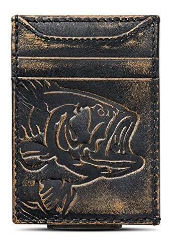 Hoj Co. Bass Fish Money Clip Wallet  Slim Front Ra5mw