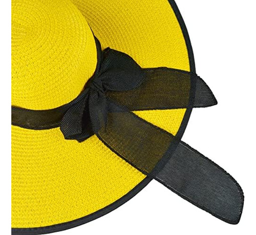 Dreshow Sombrero De Paja Con Lazo Para Mujer, Plegable, Para