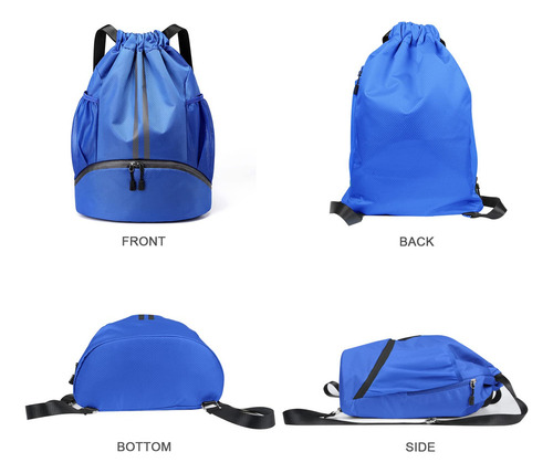 Mochila Esportiva Com Cordão, Bolsos De Malha E
