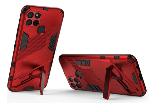 Funda Punk Uso Rudo Carcasa Para Realme C21y/c25y+mica Rojo Realme C21y/realme C25y