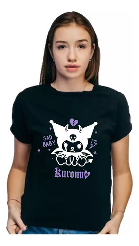 Remera Kuromi - Cuello Redondo - Sad Unisex