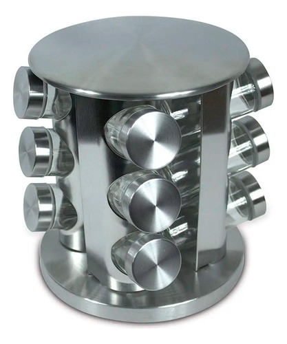 Porta Condimento Giratório Vidro Tampa Inox Ideal Temperos