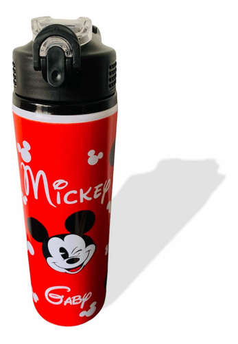 Cilindro Para Agua Mickey Mouse Rojo Personalizado