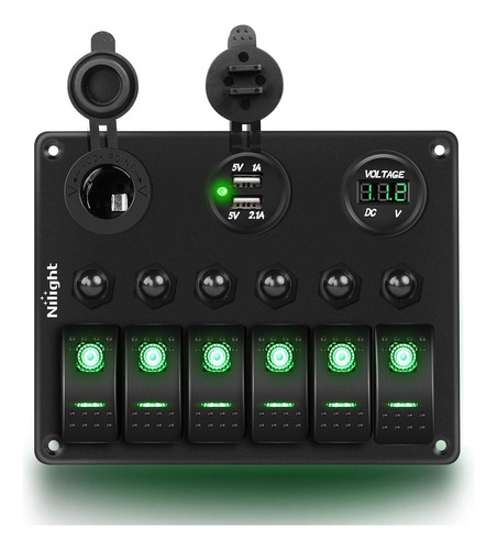 Interruptores On/off 6 Teclas Cargador Usb Voltimetro 12v _b