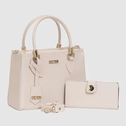 Bolsa Feminina Transversal Media Com Carteira Creme Selten
