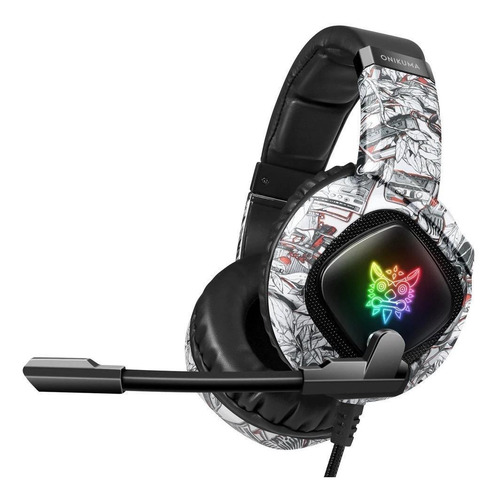 Imagen 2 de 4 de Audífonos gamer Onikuma K19 camuflaje blanco con luz rgb LED