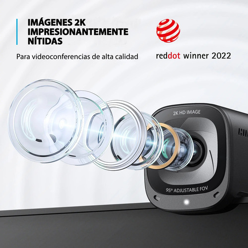 Imagen 5 de 10 de Cámara Web Webcam Anker C200 2k Usb Microfono Doble Pc Mac