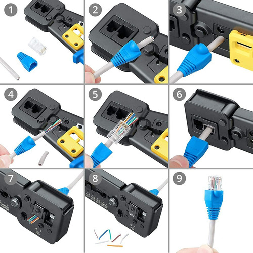 Crimpeadora Rj45 Con 50 Conector Cat6 Para Cable Cat6