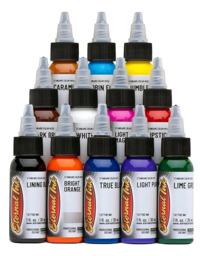 Tinta Para Tatuar Eternal Set 12 Tonos 1oz