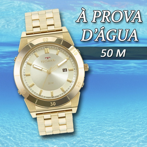 Imagem 5 de 7 de Relógio Technos Masculino Curvas Dourado 1s13cq/4x