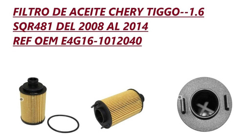 Filtro De Aceite Elemento Chery Tiggo A3-08/2014 Oferta****