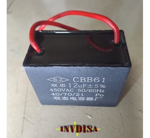 Capacitor De Arranque Cbb61 12uf 450vac 40/70/21