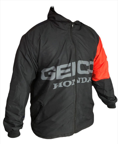 Campera Rompeviento Honda Geico Gris C/ Capucha Top Racing