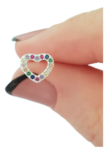 Aro Love Corazón Cubic Multicolor Plata 925 (unidad)