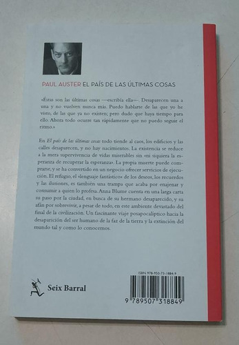 Paul Auster El Pais De Las Ultimas Cosas (Usado)