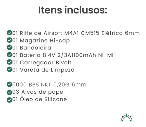 Rifle Airsoft M4 Cm515 Elétrico Automático 6mm Jogo Rossi