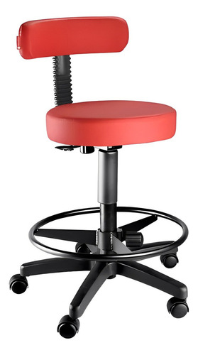 Cadeira Mocho Slim ergonômico com aro Giratória Urban Office com Encosto Vermelho