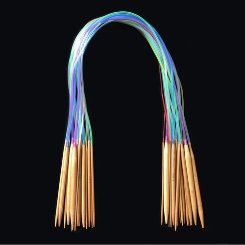 Kit 18 Agulhas Tricô Circular 40 Cm Bambu Promoção Barato