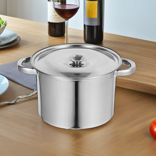 Olla De Acero Inoxidable Con Tapa Y Asas De Alta Resistencia