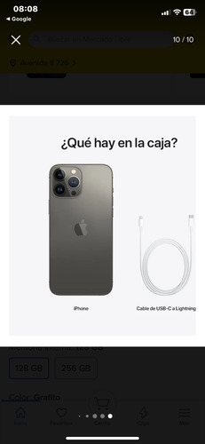 Apple Iphone 13 Pro Max 128 Gb Grafito Auriculares Cargador Grafito (Reacondicionado)