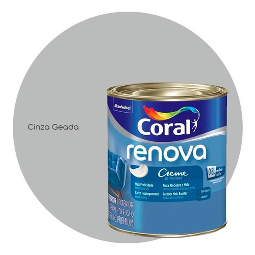 Tinta Coral Renova Fosca Paredes 800ml Cinza Geada