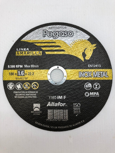 5 Discos Corte Aliafor Pegaso Inoxidable Metal 180 Mm 7'' 