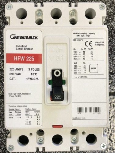 Breaker Trifásico 225 Amp Camsmack Fi 225 Hws Mayor Y Detal