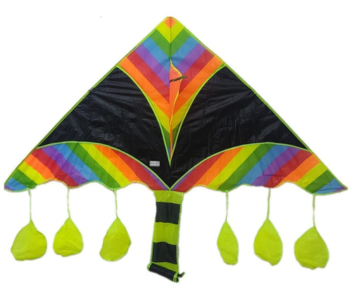 Cometa Multicolor Negra Grande 200x89cm Juego Aire