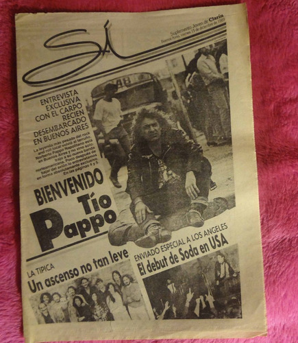 Suplemento Si Clarin 1989 Pappo Napolitano Soda Stereo