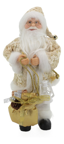 Boneco Papai Noel Decoração Natal  Alta Qualidade 32 Cm Cor Dourado