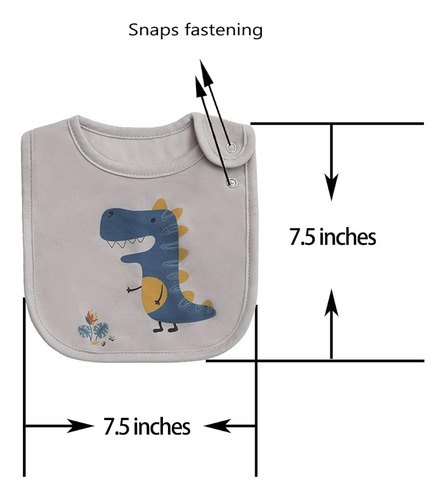 Babero De Algodon Para Bebe 3 Capas Diseño Dinosaurio 6 Pzas Dinosaurio Multicolor Unitalla