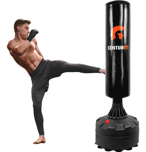 Saco Costal Box De Piso Con Base Karate Kick Boxing Color Negro