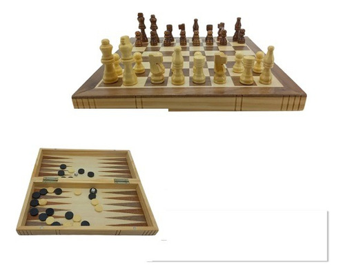 Jogo 3 Em 1 Xadrez Dama E Gamão Tabuleiro 45x45 Cm