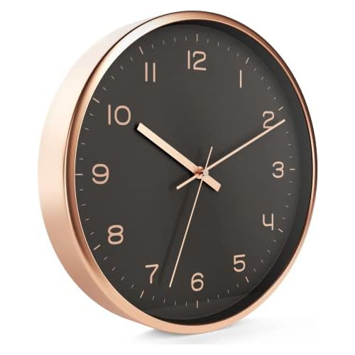 Reloj De Pared Analógico Moderno Color Oro Rosa (12 Pu...