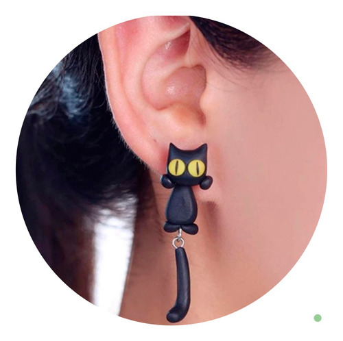 Aretes Pendientes Mujer Gato Colgando Artesanía Petlovers