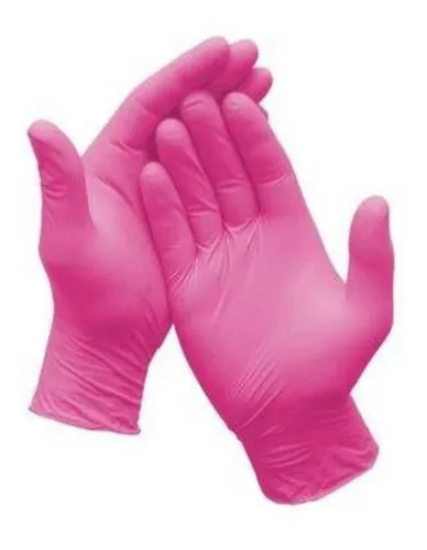 Luvas descartáveis antiderrapantes Supermax Luva Nitrílica cor rosa tamanho PP de nitrilo x 100 unidades