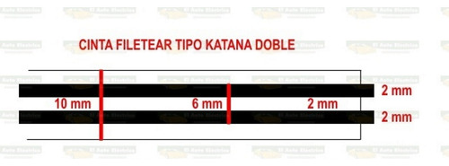 Rollo Cinta Filetear Tipo Katana Línea Doble Varios Colores