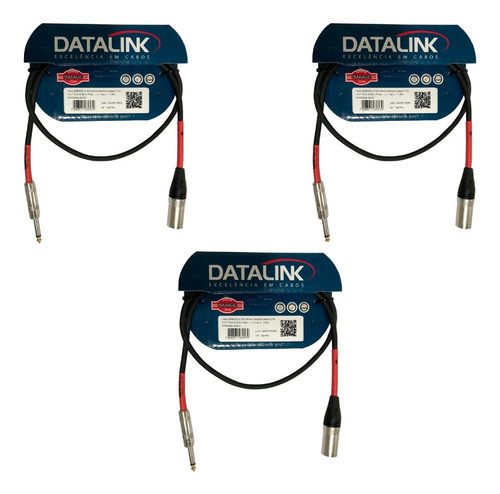 Kit 3 Cabo Datalink Garage Microfone P10 X Xlr  M  Gd009 1m