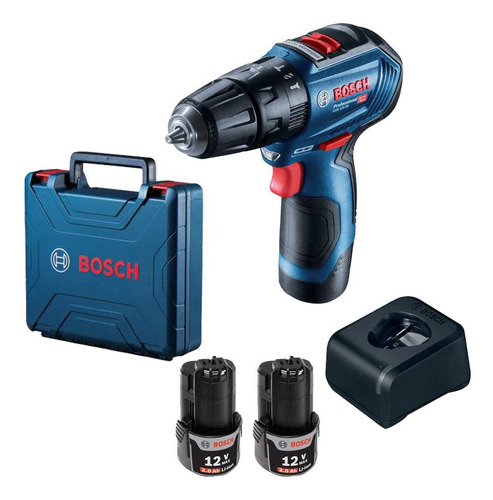 Parafusadeira Furadeira Gsb 12v-30 Maleta 2 Baterias Bosch Cor Azul Frequência 60Hz 110V/220V