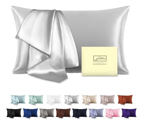 Funda De Almohada De Seda Tamaño King Color Plateado