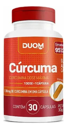 Suplemento Cúrcuma 95% 130mg Dose Máxima 30cps - Duom Sabor 60 Cápsulas