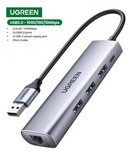 Adaptador Ugreen Usb 3.0 A Rj45 Ethernet Gigabit 1000mbps